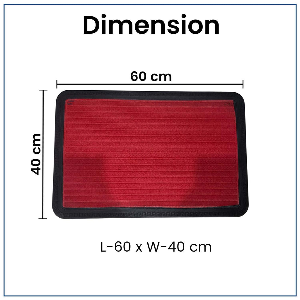 GoHooked red rubber door mat with ribbed texture and 40x60 cm dimensions for home or office entrance