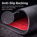GoHooked red rubber door mat with ribbed surface and anti-slip textured backing for home entrance safety.
