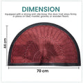 GoHooked red rubber half circle door mat with sunburst pattern and black border, 70x44 cm anti-slip floor mat.