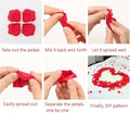 GoHooked red artificial rose petals and heart balloons for romantic decor. Set includes 2000 petals and 5 heart balloons.