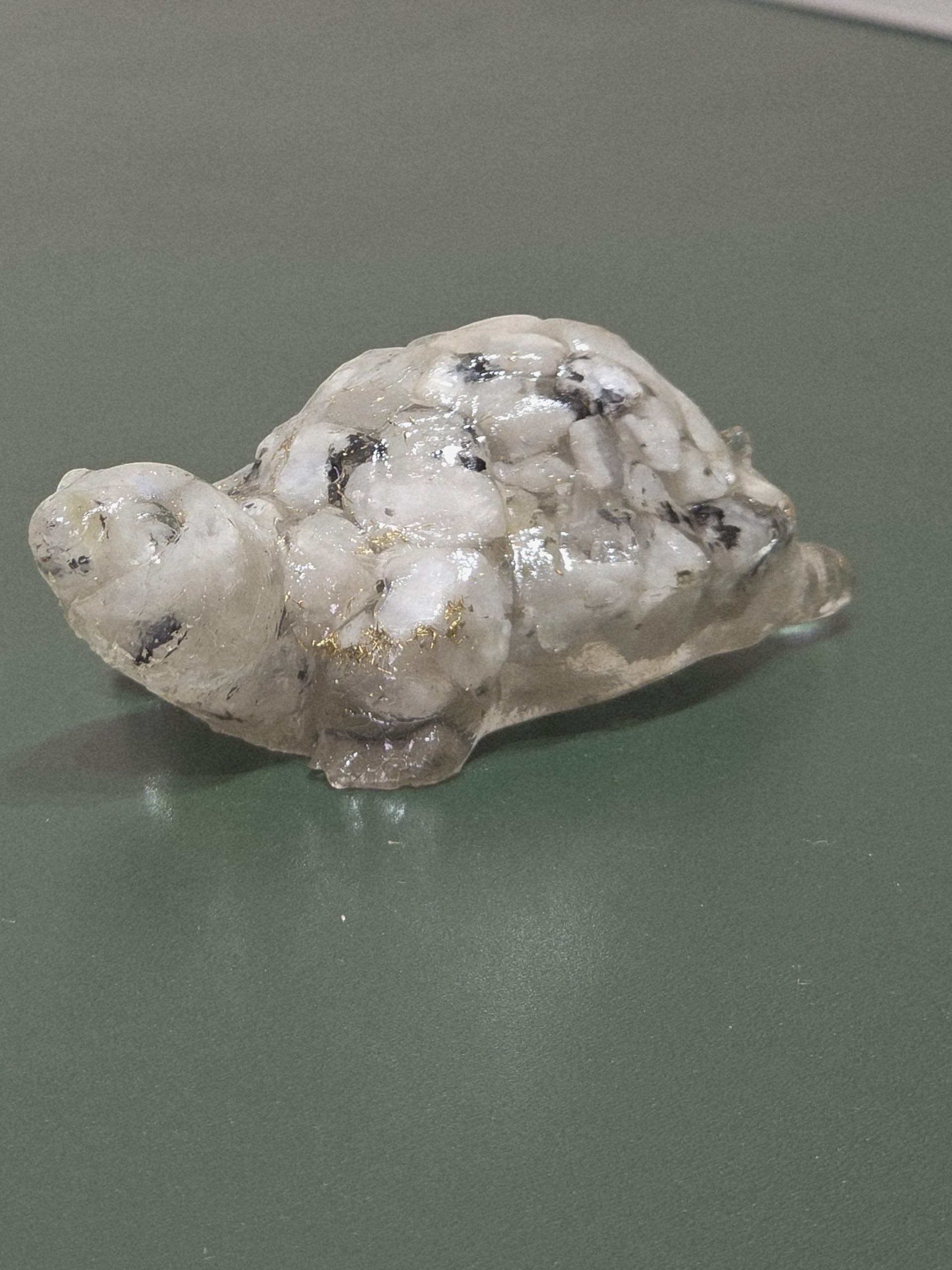 GoHooked natural rose quartz crystal tortoise figurine for love and emotional healing. Pink stone showpiece.