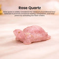 Go Hooked natural rose quartz crystal tortoise figurine for love and emotional healing. Pink stone.