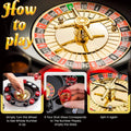 GoHooked black and gold roulette drinking game set with 16 numbered shot glasses and spinner wheel. Fun party activity.