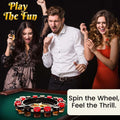 GoHooked black and gold roulette drinking game set with 16 numbered shot glasses and spinner wheel for parties.