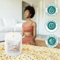 GoHooked white sandalwood serenity aroma candle in a glass jar, 120 gm, 35+ hour burn time, natural essential oil.