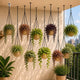 Go Hooked Henri Hanging Planter Pot for Indoor & Outdoor Plants Pack of 10 | 7 Inch Plastic Hanging Pots with Metal Chain | Decorative Round Hanging Planter for Balcony Garden Home Décor (Sandstone)