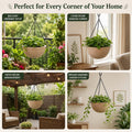Go Hooked sandstone textured polymer round hanging planter pot with metal chain, 7 inch, pack of 8