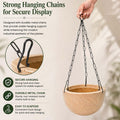 GoHooked sandstone polymer round hanging planter pot with metal chain, 7 inch, pack of 10