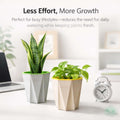 GoHooked assorted geometric plastic self-watering plant pots with inner drainage inserts, 4-inch size.