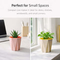 GoHooked assorted plastic self-watering plant pots with geometric design, perfect for succulents and indoor plants.