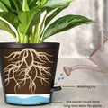 Go Hooked 4 inch self-watering planter pot with watering lip and water reservoir, made of durable plastic.