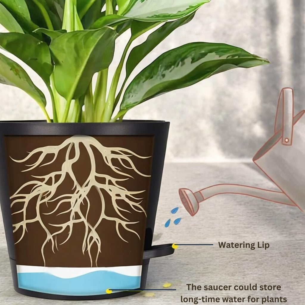 GoHooked 4-inch multicolor self-watering planter pot with UV protection and watering lip for indoor/outdoor gardening.