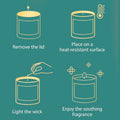 GoHooked Serenity Bloom Lotus fragrance candle instructions: remove lid, place on heat-resistant surface, light wick, enjoy fragrance.