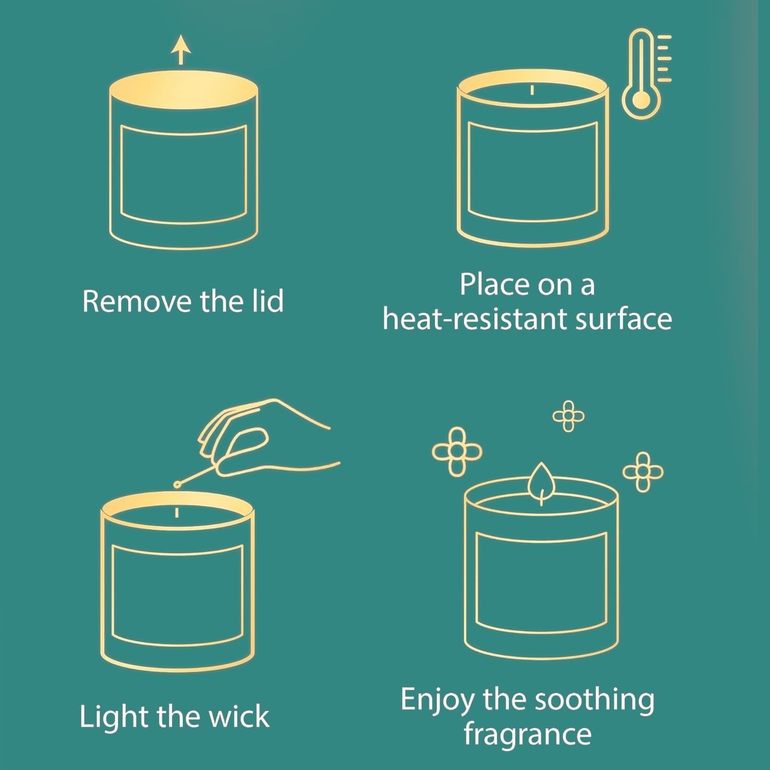 GoHooked Serenity Bloom Lotus fragrance candle instructions: remove lid, place on heat-resistant surface, light wick, enjoy fragrance.