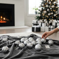 GoHooked silver Christmas ornaments, pack of 12, 2-inch diameter, glitter and matte finishes, perfect for trees and decor.