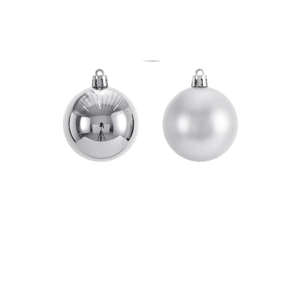 GoHooked silver Christmas ornaments, pack of 12, 2-inch diameter. One shiny mirrored ball, one matte ball.