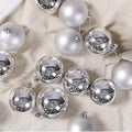GoHooked silver Christmas ornaments, pack of 12, 2-inch balls with glitter and matte finishes.