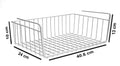 Go Hooked large silver powder-coated iron under shelf basket for kitchen and pantry storage. Grid design.