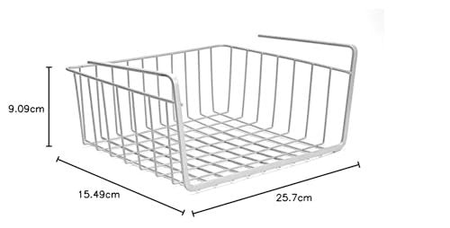 Go Hooked silver coated iron multipurpose under shelf storage basket organizer rack for kitchen and pantry.