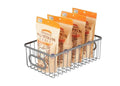 GoHooked silver metal wire grid bathroom storage organizer basket bin with handles, 10" size