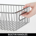 GoHooked silver metal wire grid bathroom storage organizer basket bin with built-in handles