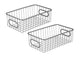 Go Hooked Multipurpose 10" Metal Bathroom Storage Organizer Basket Bin - Modern Wire Grid Design - for Organization in Cabinets, on Countertops, Bedroom, Kitchen, Bathroom, Garage (Pack of 2, Silver)