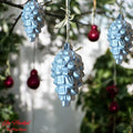 Go Hooked silver pine cone Christmas ornaments with glitter accents, pack of 6.