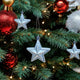 Go Hooked Christmas Decoration Hanging Stars Ornaments Festive Home Decor for Trees, Walls & Doors | Durable, Vibrant & Reusable (Silver, Pack of 6)