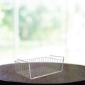 Go Hooked silver powder-coated iron undershelf storage basket with grid pattern, 16 inches.