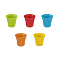 GoHooked pack of 20 small multicolor plastic plant pots with ribbed texture, 5-inch diameter, suitable for indoor/outdoor use.