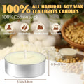 GoHooked 100% natural soy wax tealight candles, unscented, smokeless, paraffin-free, non-toxic, 1.5in diameter, 0.5in height.