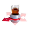 GoHooked Spin the Shot drinking game with a shot glass and red spinner arrow pointing to 'DRINK'. Multicolor plastic base.