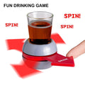 GoHooked Spin the Shot drinking game with a shot glass and red spinner arrow. Multicolor plastic base.
