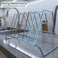 Go Hooked 6-slot stainless steel plate rack organizer for kitchen countertop and cabinet storage.