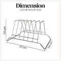 Go Hooked stainless steel 6-slot plate rack organizer for kitchen cabinets and countertops. Silver finish.