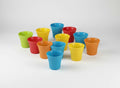 GoHooked Sunshine Pot, 5-inch, multicolor plastic flower pots, pack of 15, ribbed design, for indoor/outdoor use.