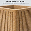 GoHooked tall brown polymer planter with ribbed texture and speckled finish, 12x24 inches.