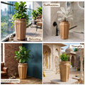 GoHooked tall brown polymer planter with sandstone texture, 24-inch vertical design for indoor/outdoor use.