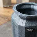GoHooked tall grey polymer planter with a greystone texture and structured body. Ideal for indoor/outdoor use.