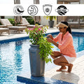 GoHooked tall grey polymer planter with greystone texture, ideal for indoor/outdoor use. Lightweight & durable.