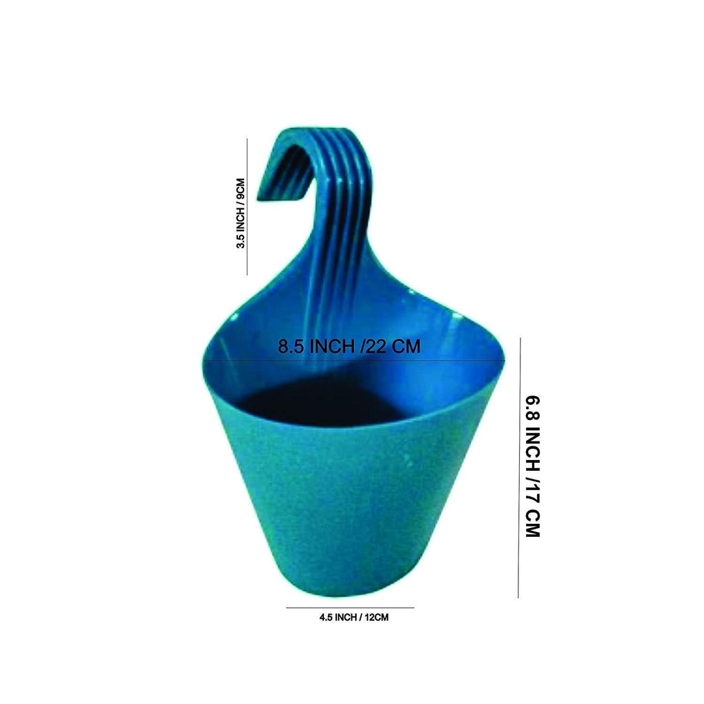 GoHooked teal virgin plastic hanging planter pot with hook, 5.2x6x10.5 inch