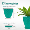 GoHooked teal diamond-patterned plastic planter pot with saucer, 6 inch size, for indoor/outdoor plants.