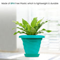 GoHooked teal plastic planter pot with saucer, 6 inch twister design for indoor/outdoor plants.