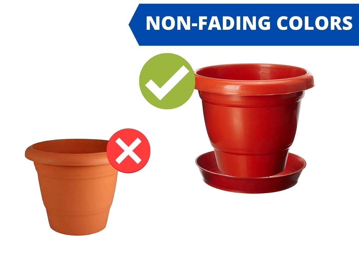 GoHooked terracotta brown plastic planter pot with bottom tray, 8 inch, non-fading colors