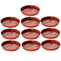 GoHooked 10 inch terracotta round planter drip trays, pack of 10. Modern style, durable plastic, UV and fade resistant.
