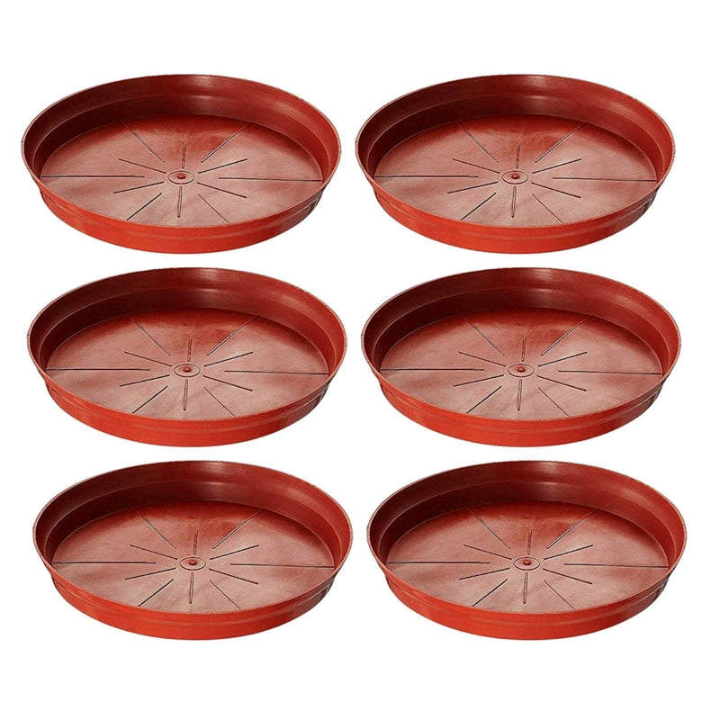 GoHooked terracotta planter drip trays, 6 inch, pack of 15. Modern style, round, solid pattern, fade and UV resistant.