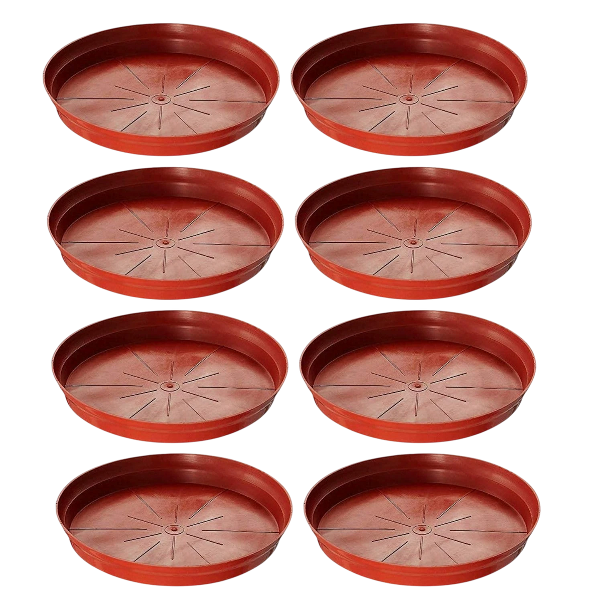GoHooked terracotta planter drip trays, 6 inch, pack of 15. Round, modern style, UV resistant, lightweight, and fade resistant.
