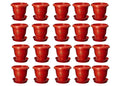GoHooked 20-piece set of 8-inch terracotta brown plastic planters with matching drip trays. Lightweight and durable for indoor/outdoor use.