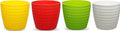 GoHooked decorative textured plastic planter pot in yellow, red, lime green, and white. Ideal for indoor/outdoor use.