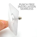 GoHooked transparent adhesive wall hook with screw and nut, punch-free installation.